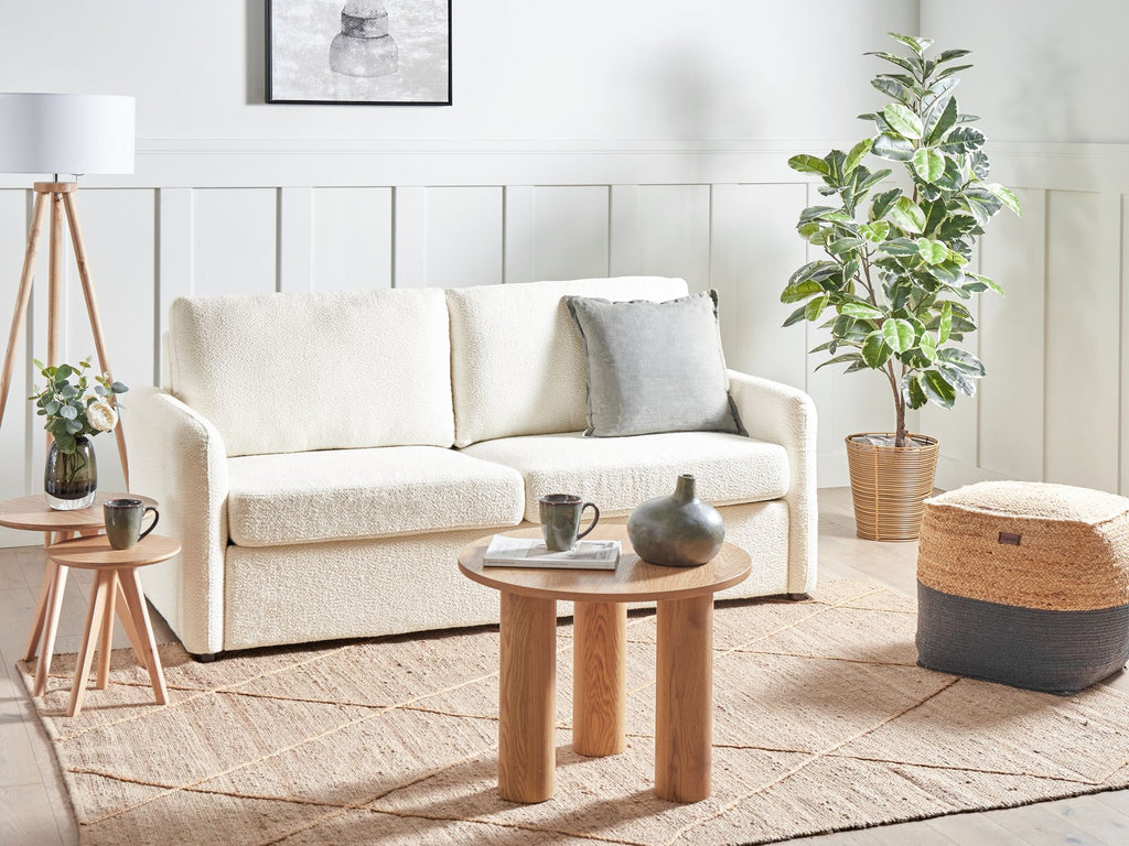 Sofa Bed BENNAS Boucle Light Beige 3 Seater