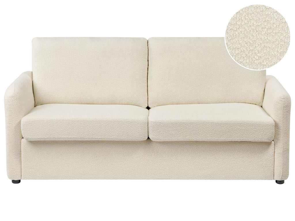 Sofa Bed BENNAS Boucle Light Beige 3 Seater