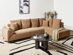 Corner Sofa LUNNER Corduroy Brown 4 Seater Left Hand