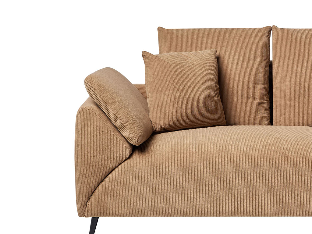 Corner Sofa LUNNER Corduroy Brown 4 Seater Left Hand