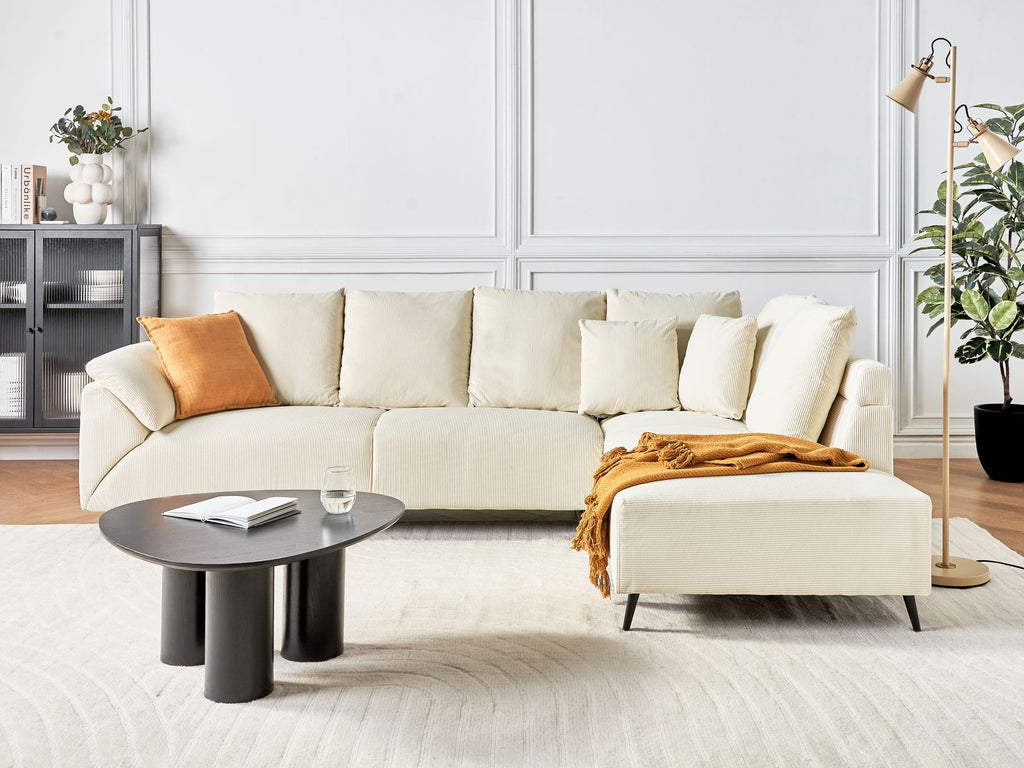 Corner Sofa LUNNER Corduroy Light Beige 4 Seater Left Hand