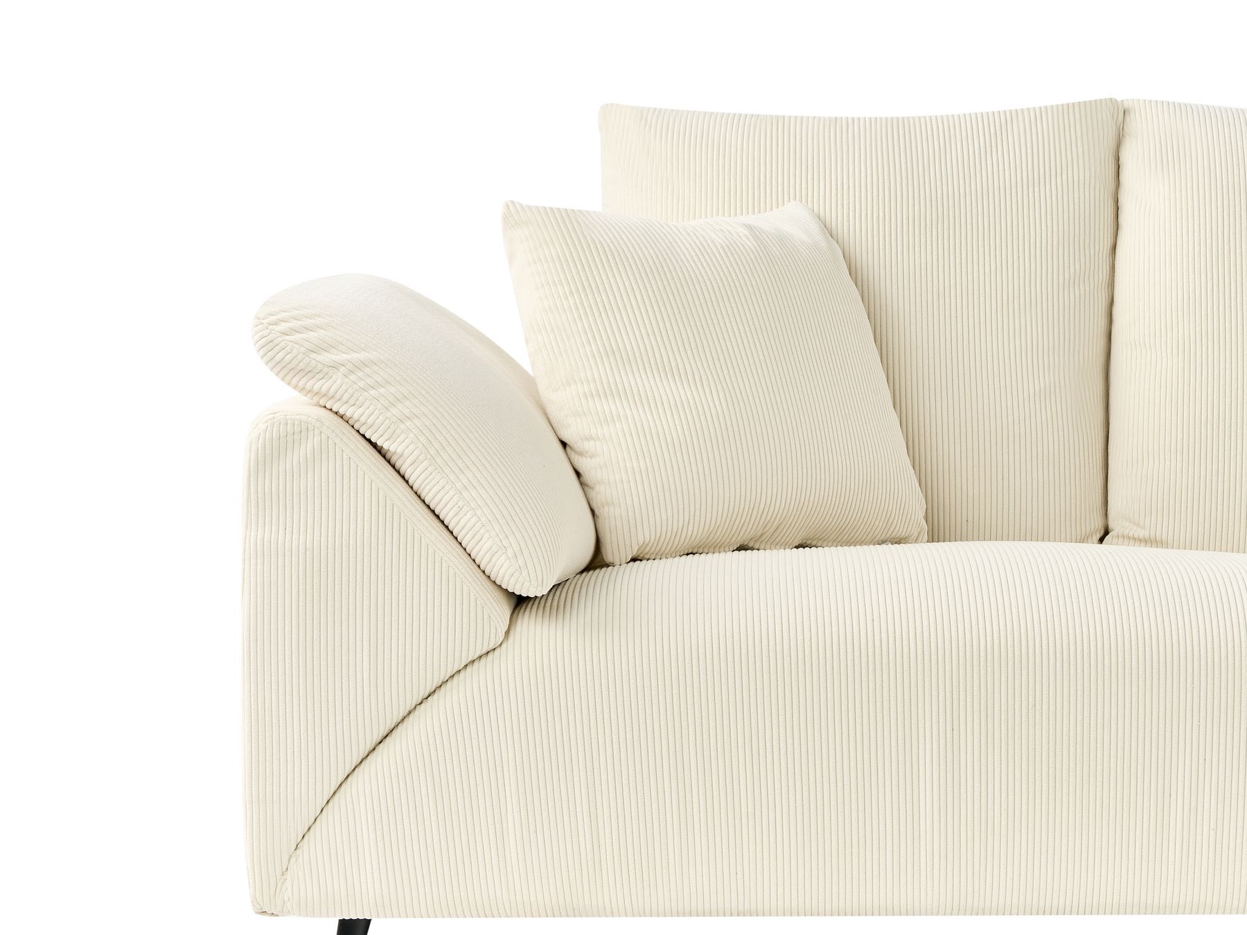 Corner Sofa LUNNER Corduroy Light Beige 4 Seater Left Hand