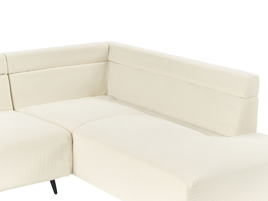 Corner Sofa LUNNER Corduroy Light Beige 4 Seater Left Hand