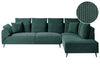 Corner Sofa Corduroy Dark Green 4 Seater Left Hand