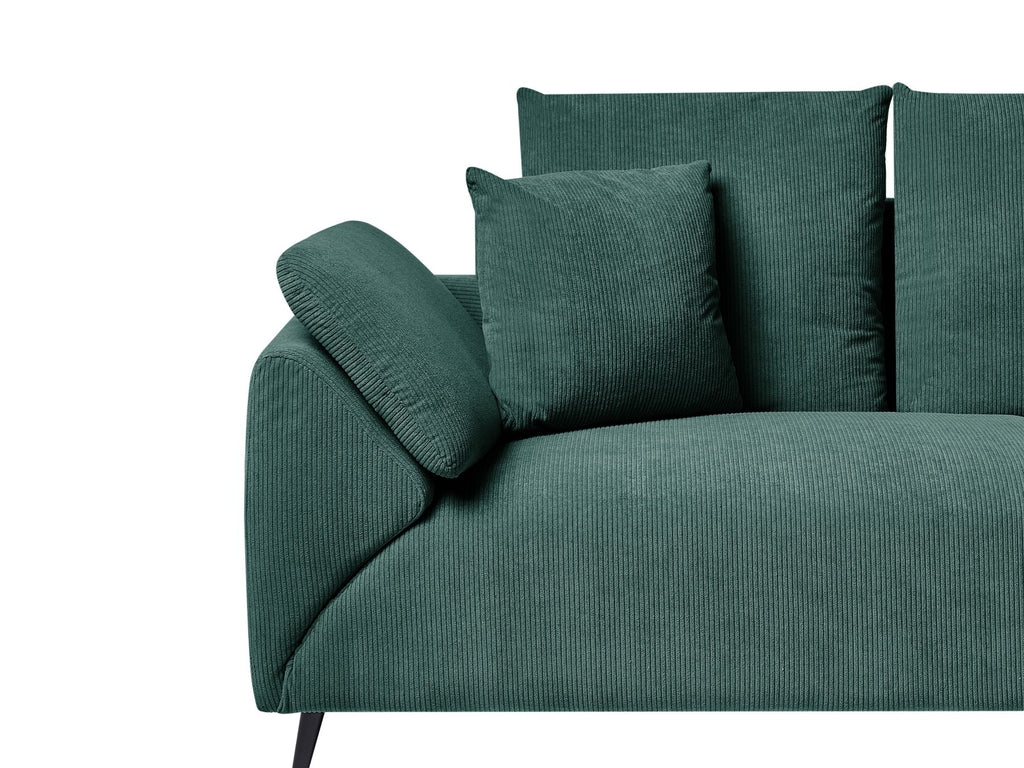 Corner Sofa LUNNER Corduroy Dark Green 4 Seater Left Hand