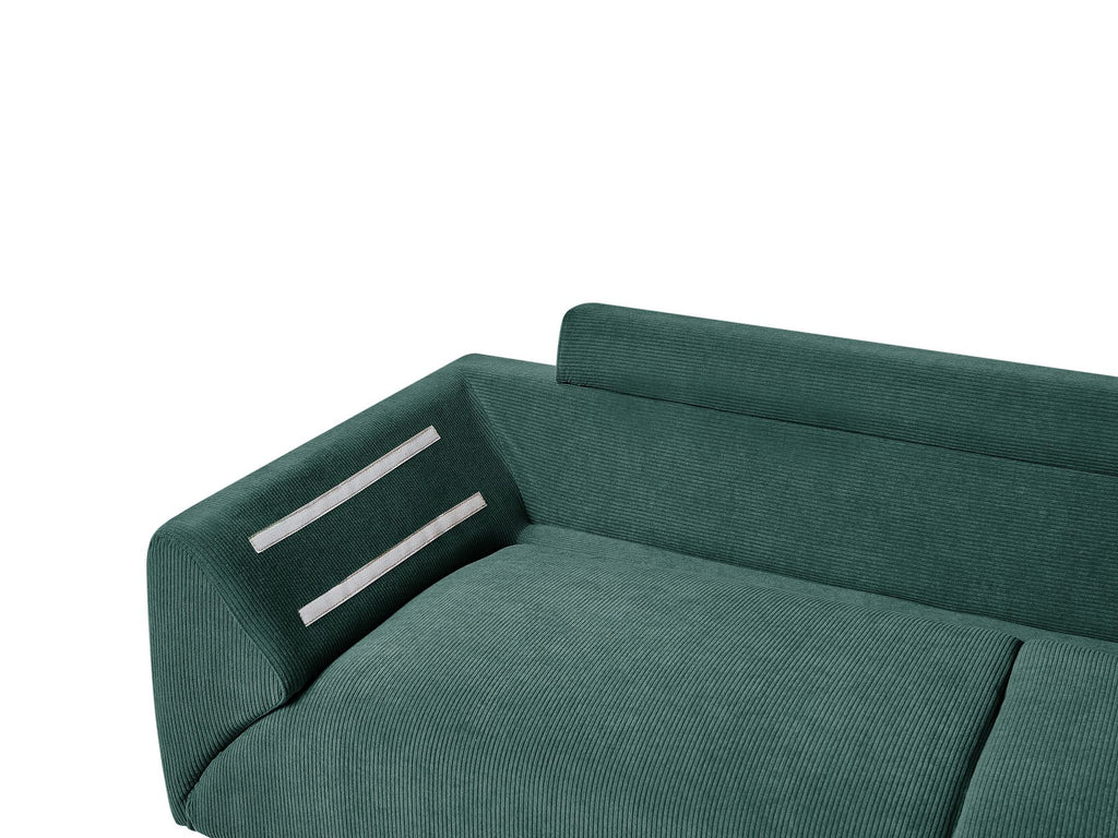 Corner Sofa LUNNER Corduroy Dark Green 4 Seater Left Hand
