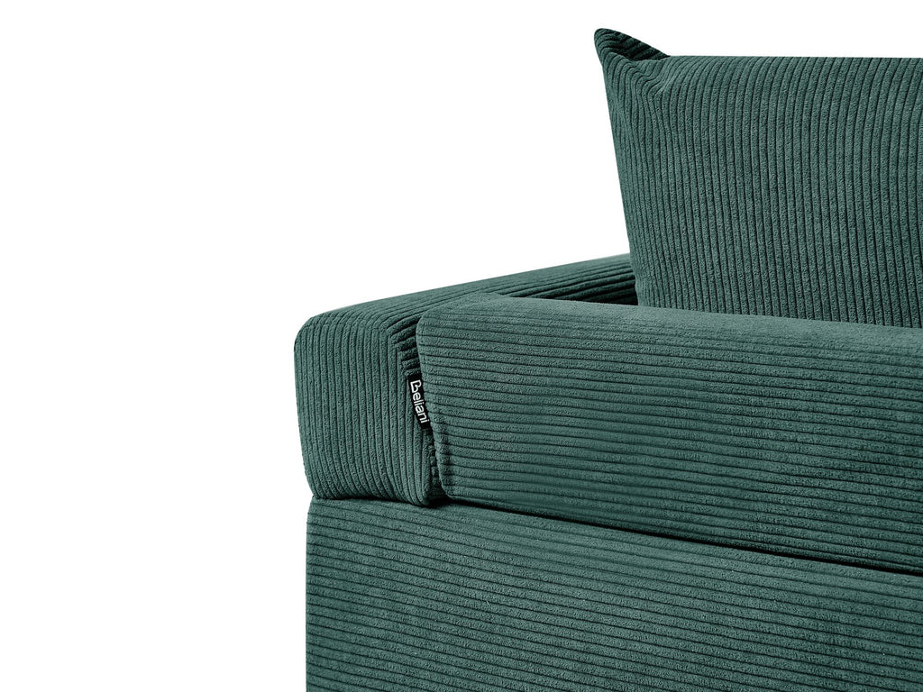 Corner Sofa LUNNER Corduroy Dark Green 4 Seater Left Hand