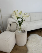 Sofa Bed VISNES Velvet Off-White 3 Seater