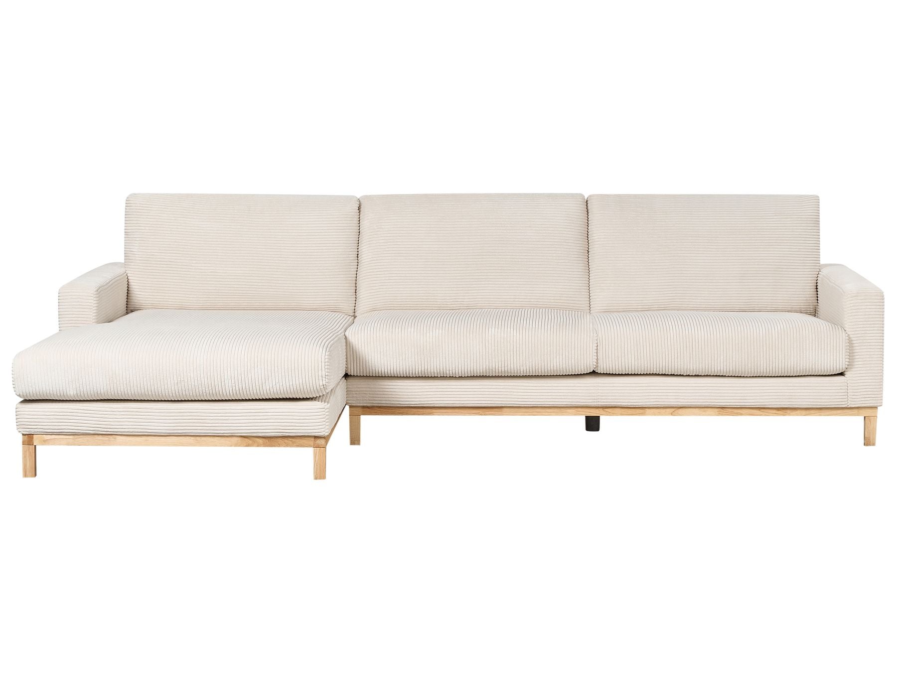 Corner Sofa SIGGARD Corduroy Light Beige 4 Seater Right Hand