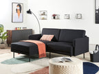 Right Hand 2 Seater Fabric Corner Sofa Black BREDA