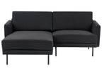 Right Hand 2 Seater Fabric Corner Sofa Black BREDA