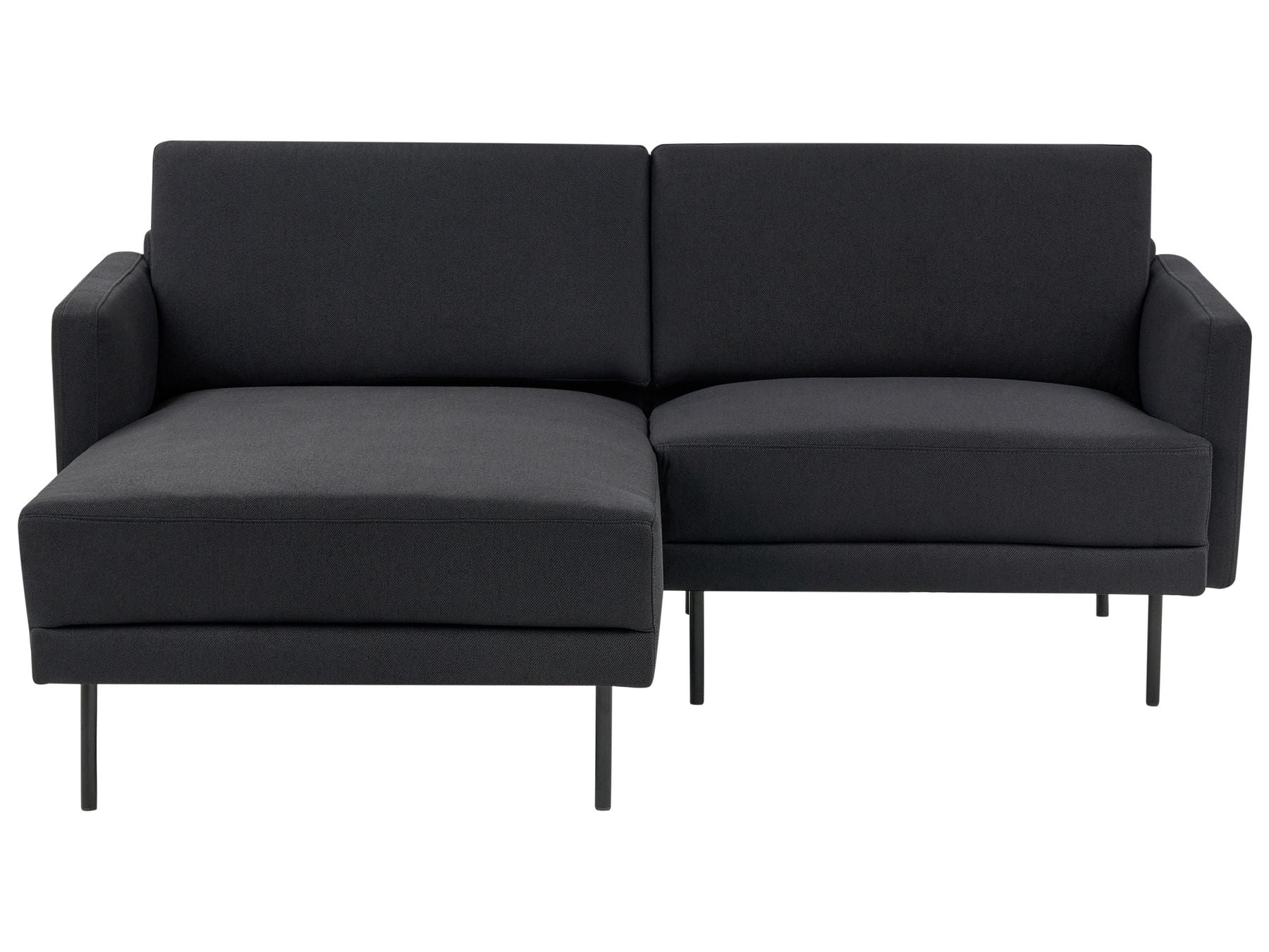 Right Hand 2 Seater Fabric Corner Sofa Black BREDA