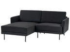 Right Hand 2 Seater Fabric Corner Sofa Black BREDA