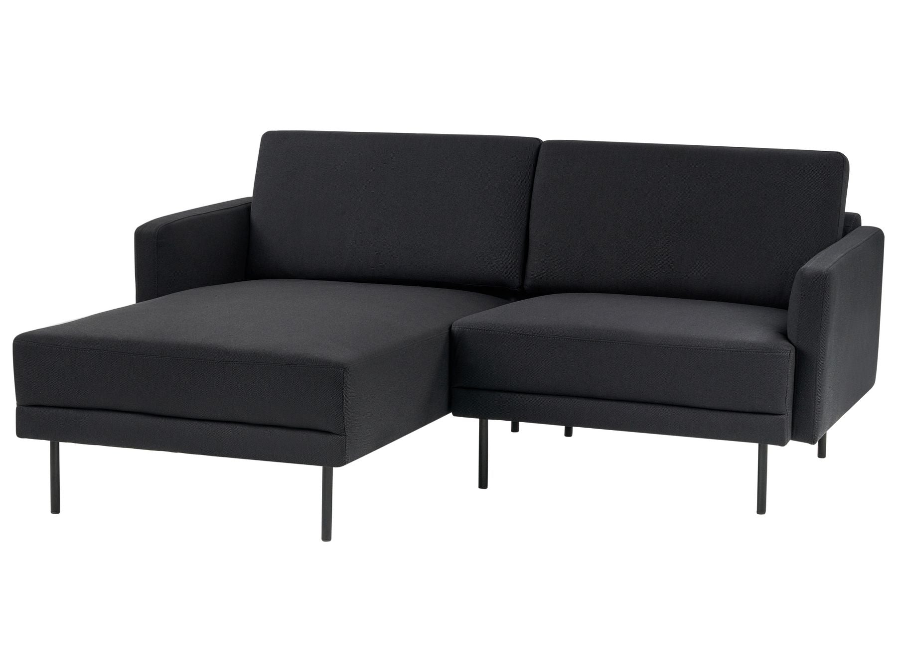 Right Hand 2 Seater Fabric Corner Sofa Black BREDA