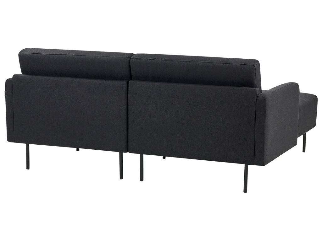 Right Hand 2 Seater Fabric Corner Sofa Black BREDA