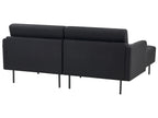 Right Hand 2 Seater Fabric Corner Sofa Black BREDA