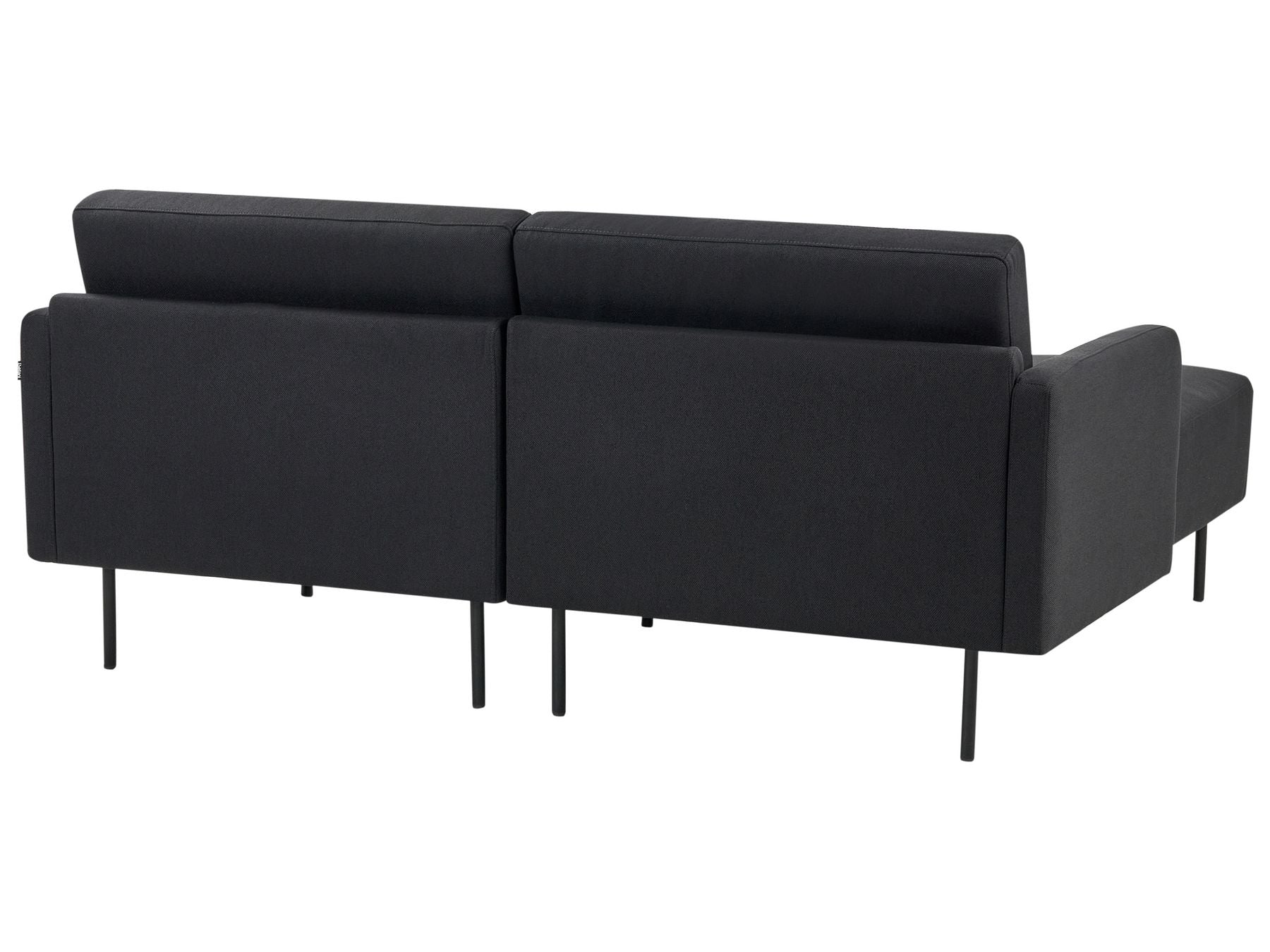 Right Hand 2 Seater Fabric Corner Sofa Black BREDA