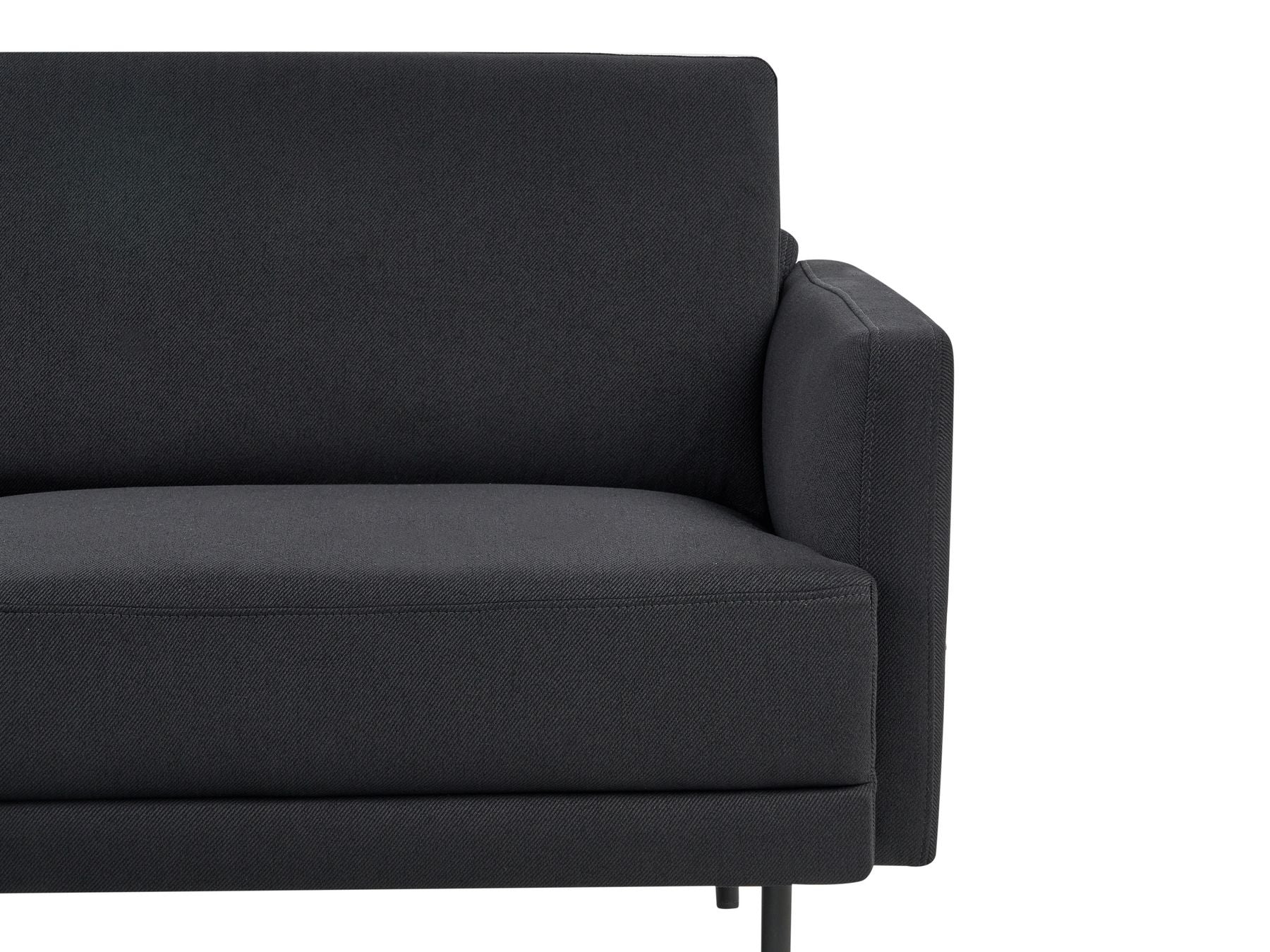 Right Hand 2 Seater Fabric Corner Sofa Black BREDA