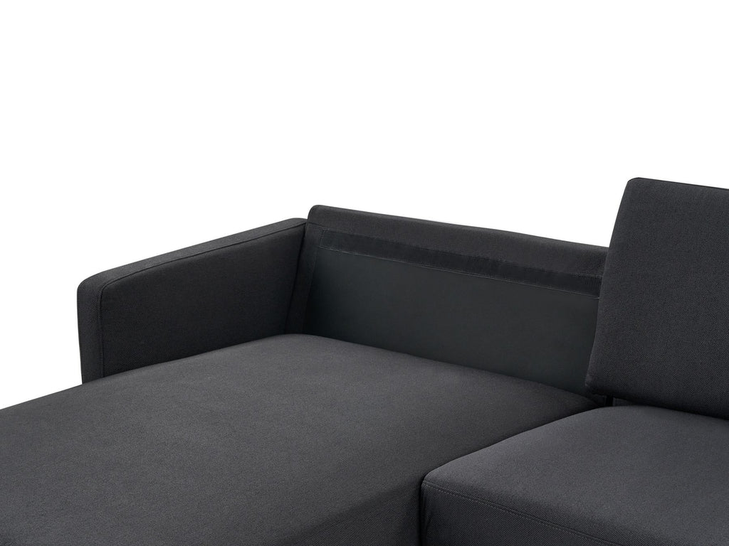 Right Hand 2 Seater Fabric Corner Sofa Black BREDA