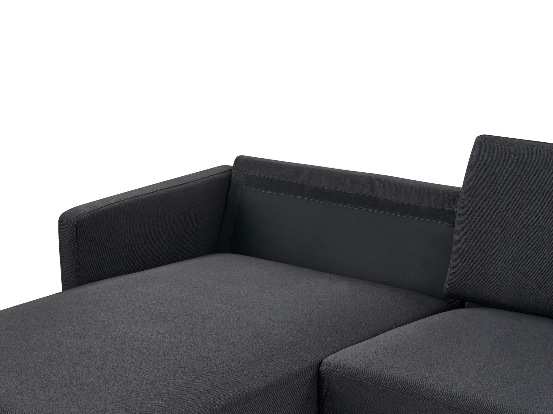 Right Hand 2 Seater Fabric Corner Sofa Black BREDA