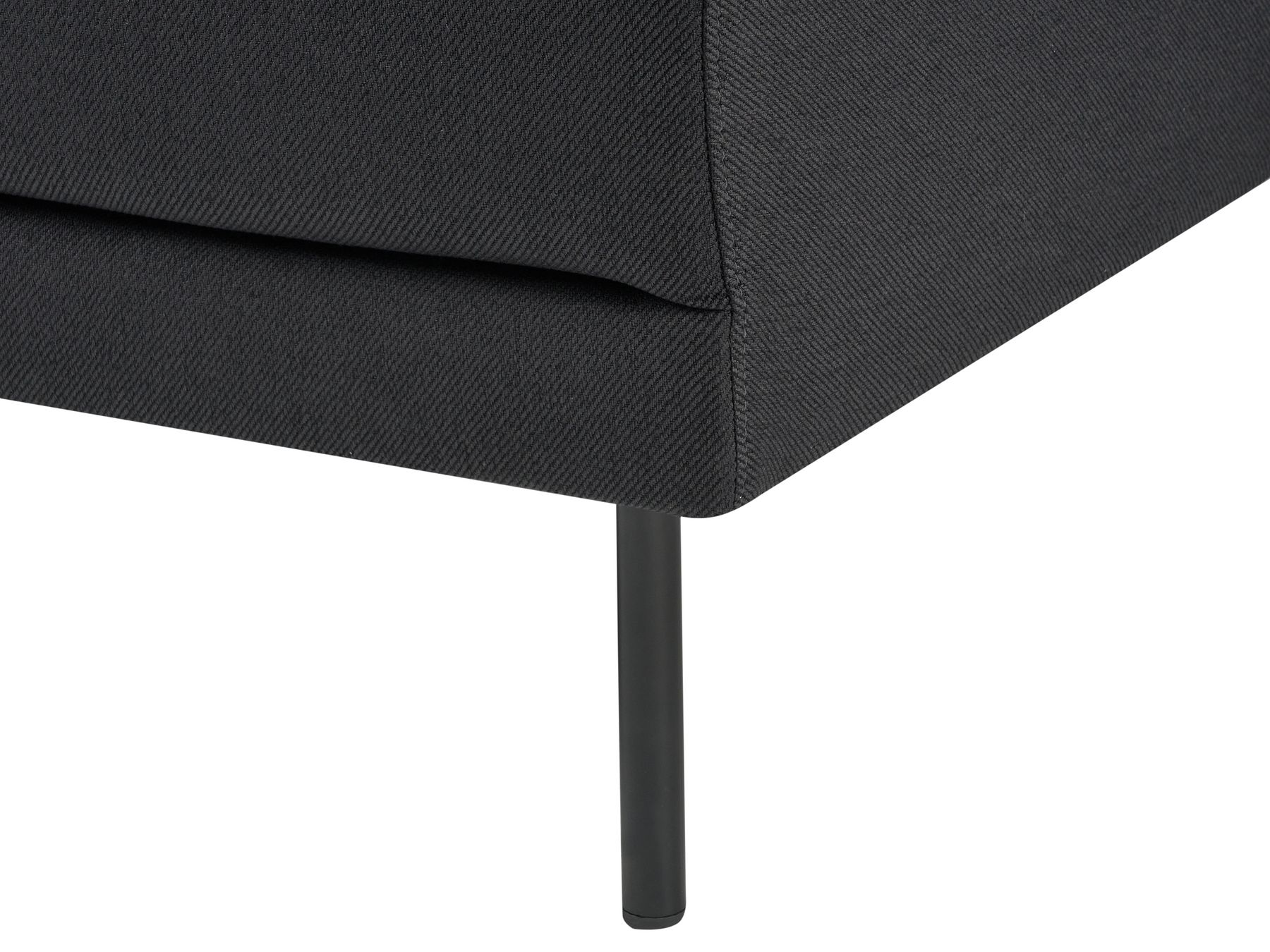 Right Hand 2 Seater Fabric Corner Sofa Black BREDA