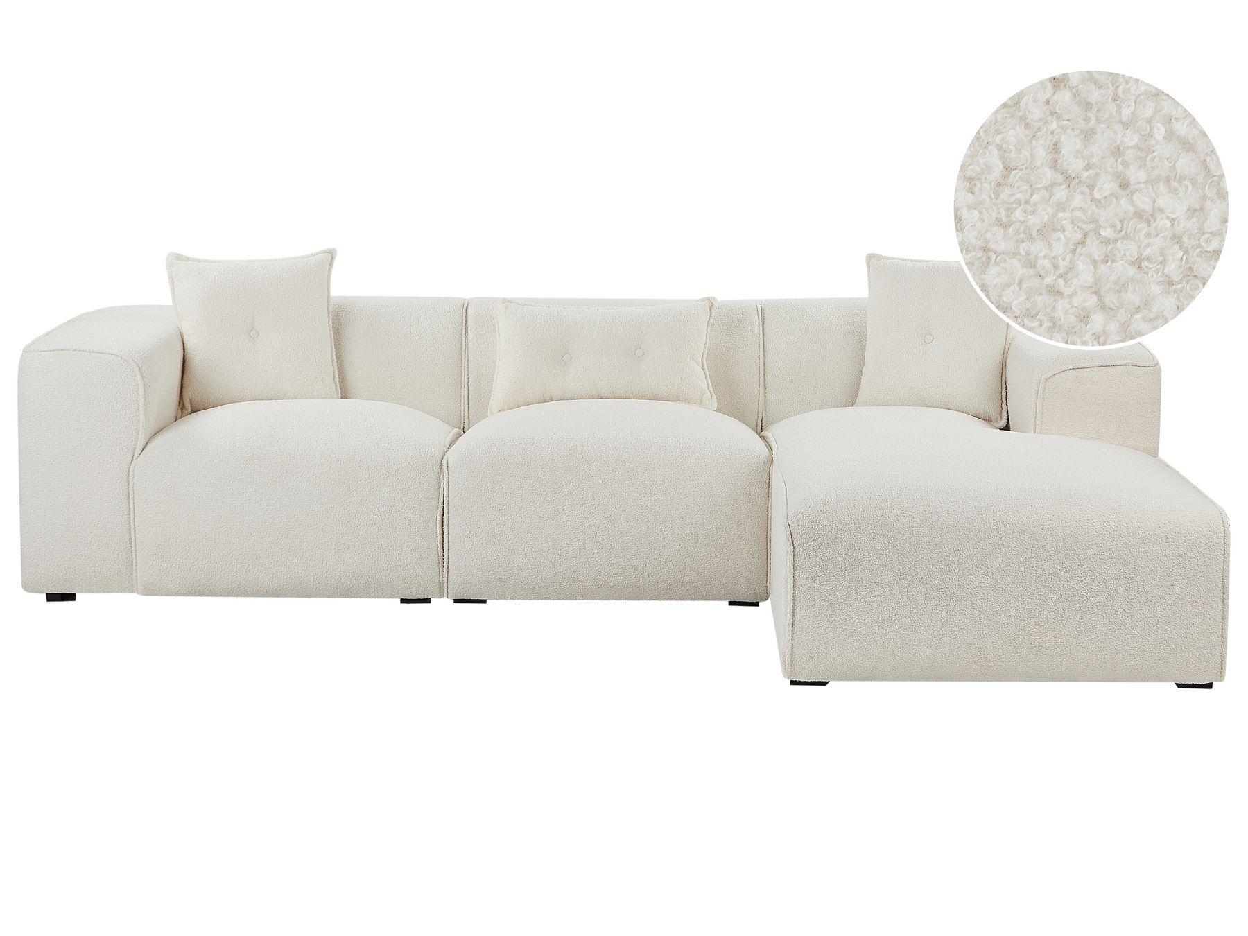 Left Hand Boucle Corner Sofa Off-White DOLVA