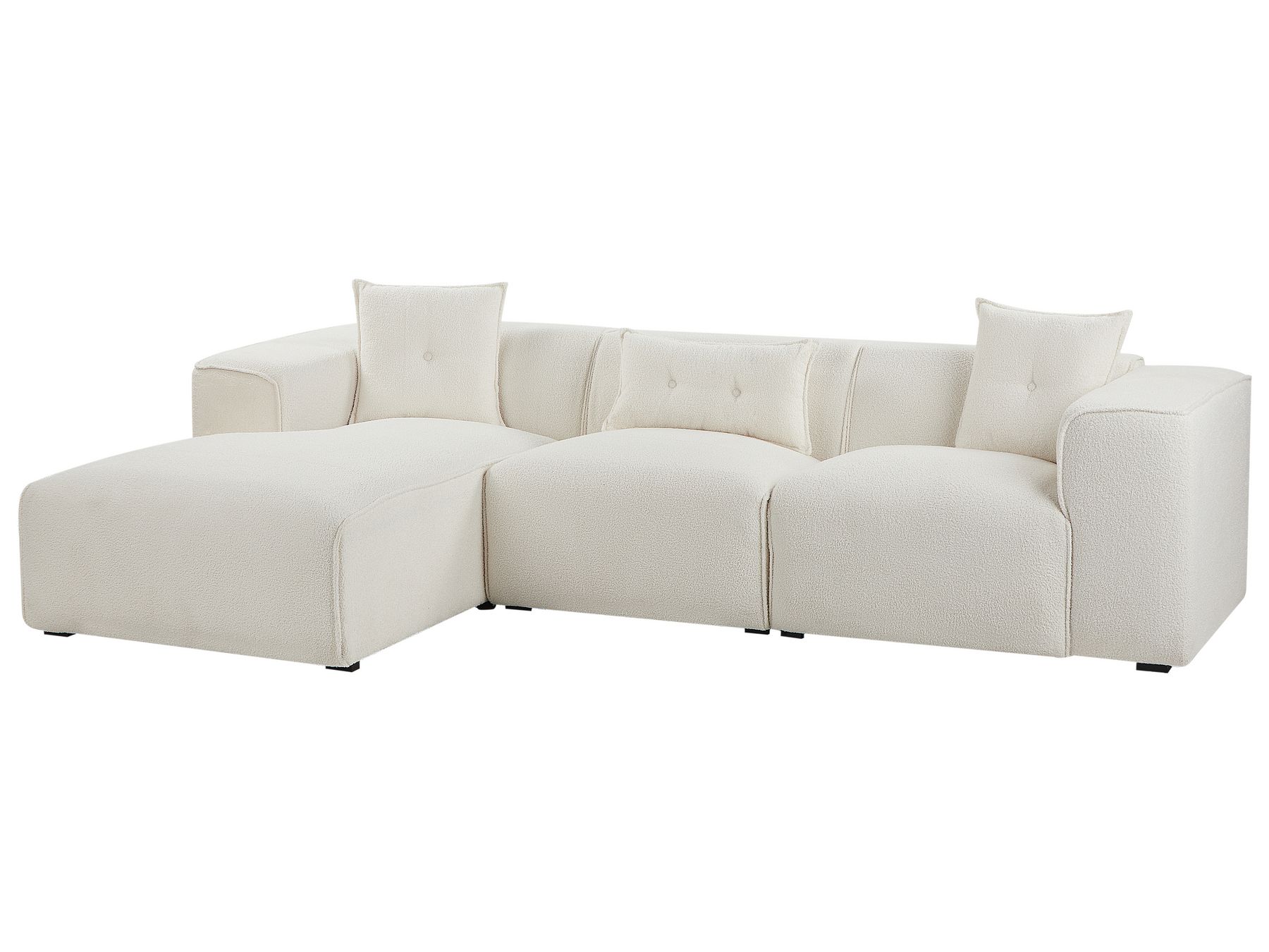 Left Hand Boucle Corner Sofa Off-White DOLVA