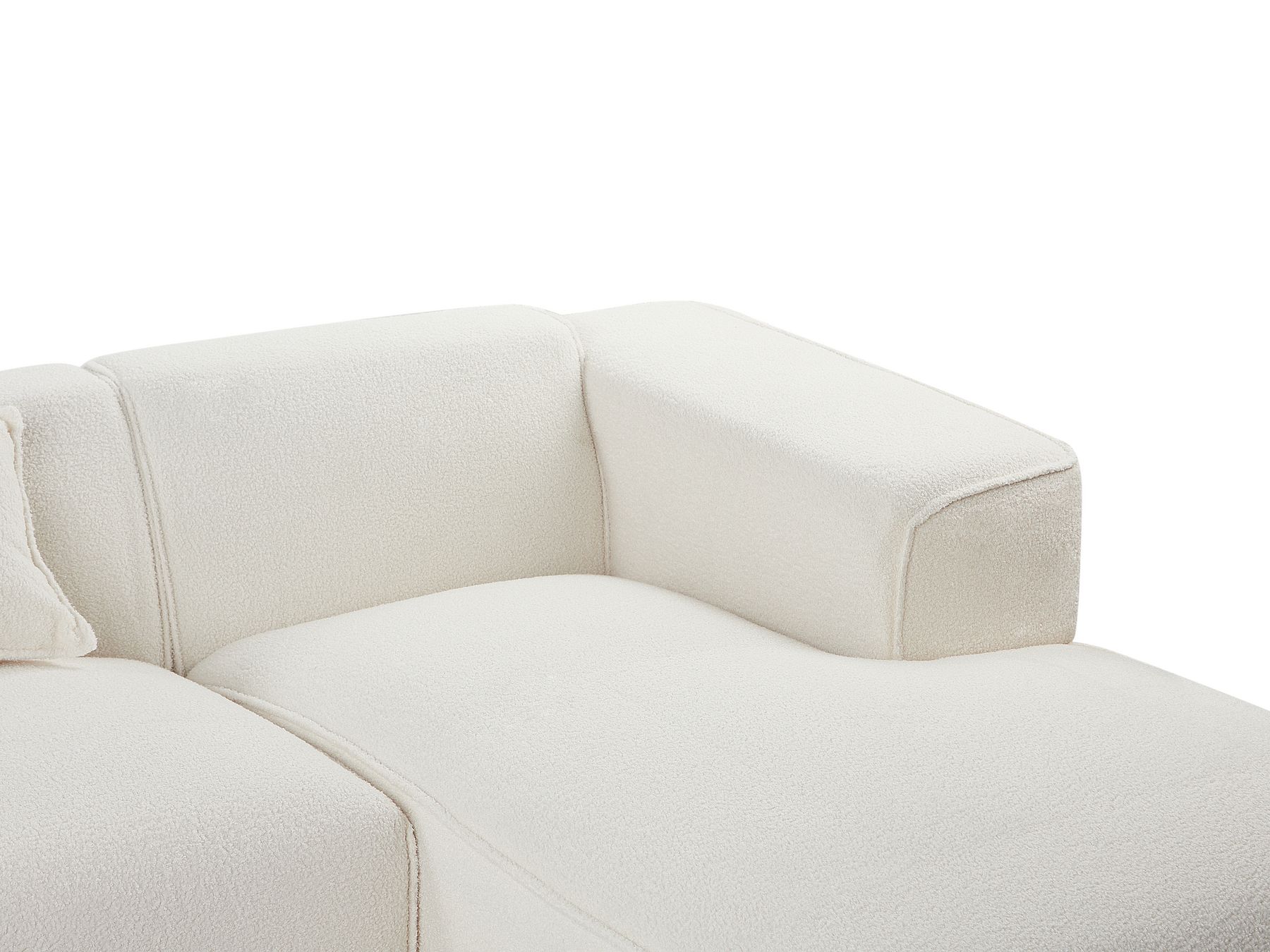 Left Hand Boucle Corner Sofa Off-White DOLVA