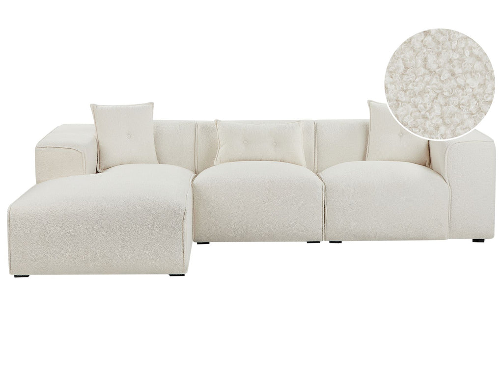 Right Hand Boucle Corner Sofa Off-White DOLVA