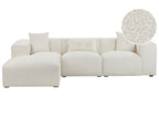 Right Hand Boucle Corner Sofa Off-White DOLVA
