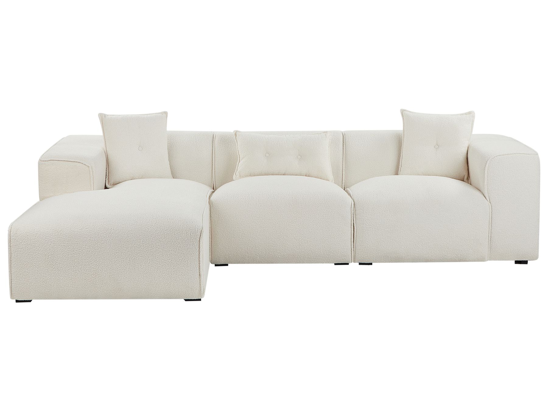 Right Hand Boucle Corner Sofa Off-White DOLVA