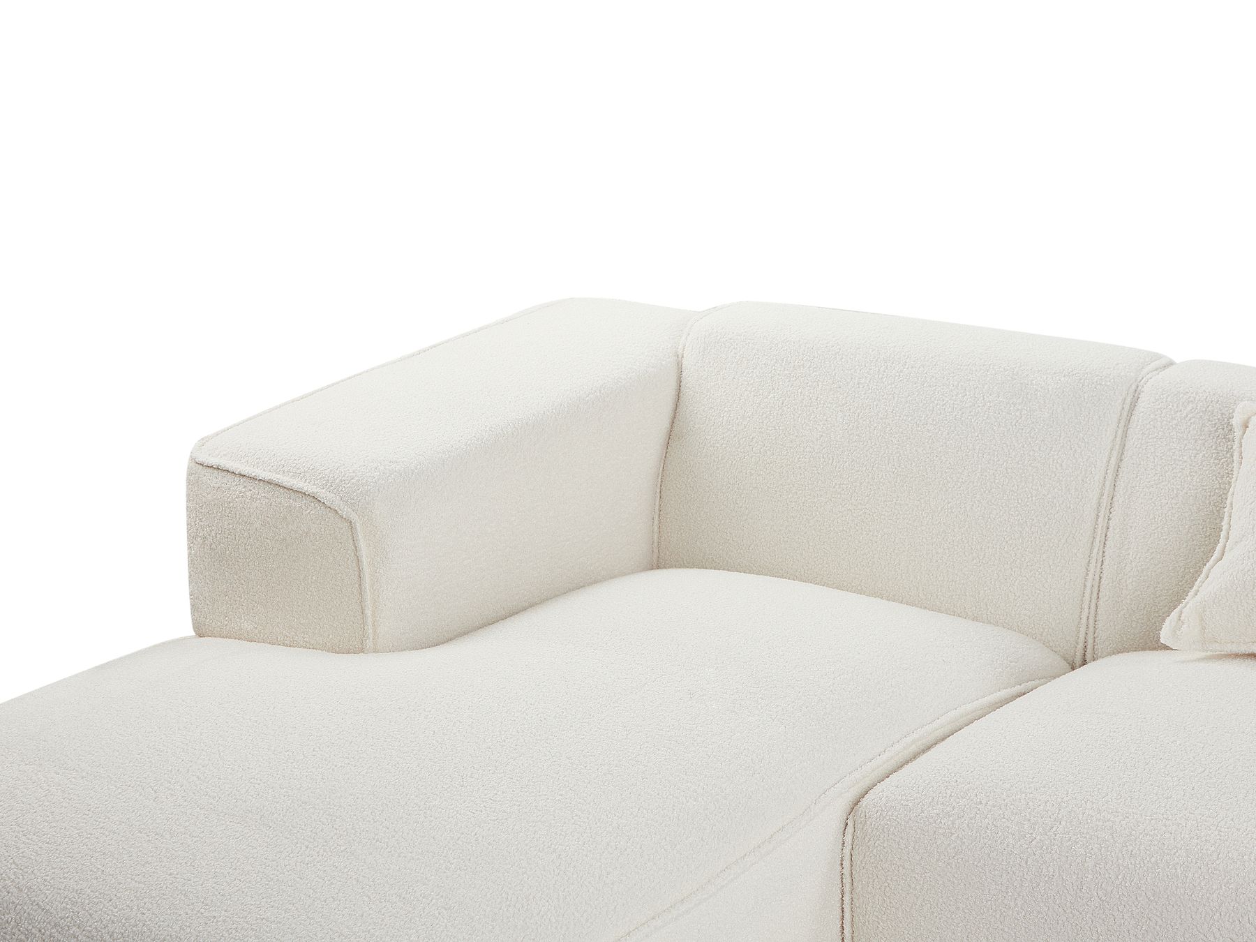 Right Hand Boucle Corner Sofa Off-White DOLVA