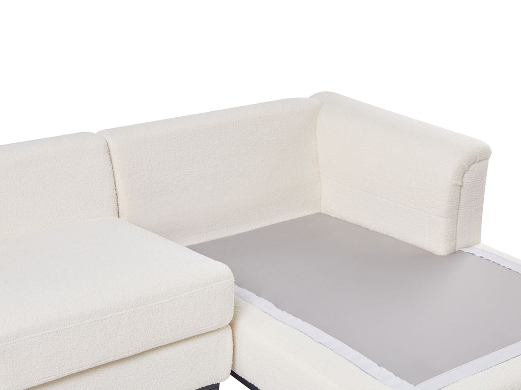 Corner Sofa OSLO Boucle White 4 Seater Left Hand