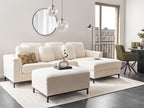 Left Hand Boucle Corner Sofa with Ottoman White OSLO