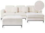 Left Hand Boucle Corner Sofa with Ottoman White OSLO