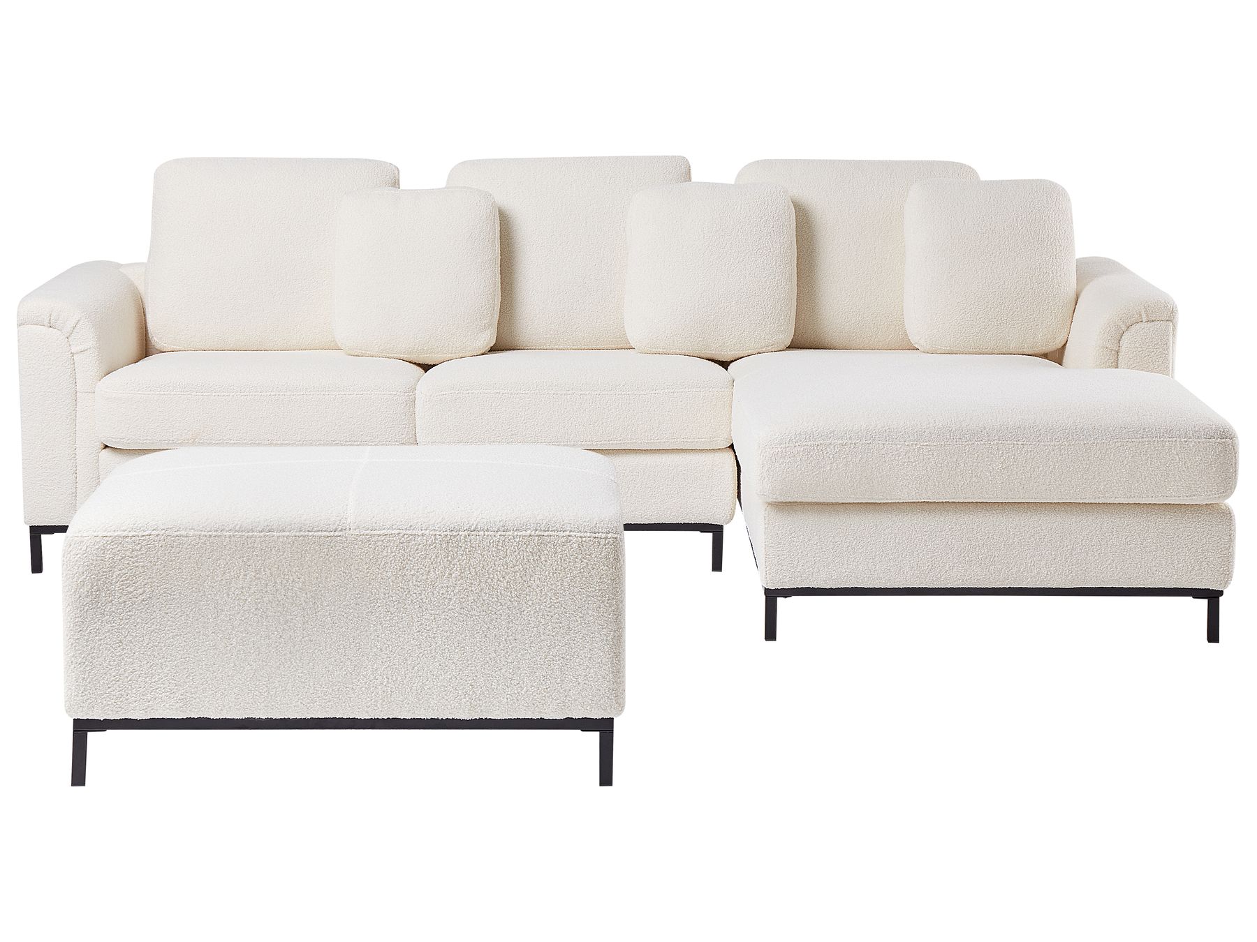 Left Hand Boucle Corner Sofa with Ottoman White OSLO