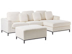 Left Hand Boucle Corner Sofa with Ottoman White OSLO