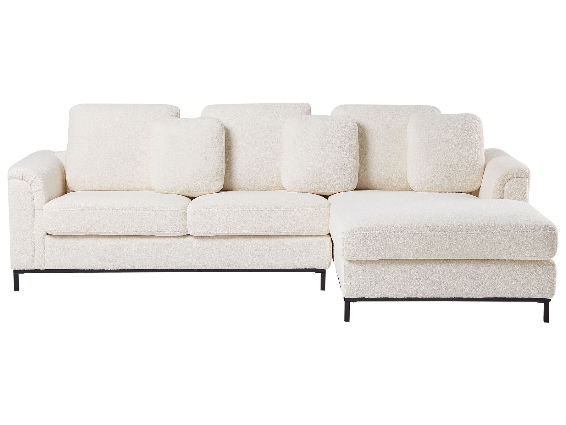 Left Hand Boucle Corner Sofa with Ottoman White OSLO