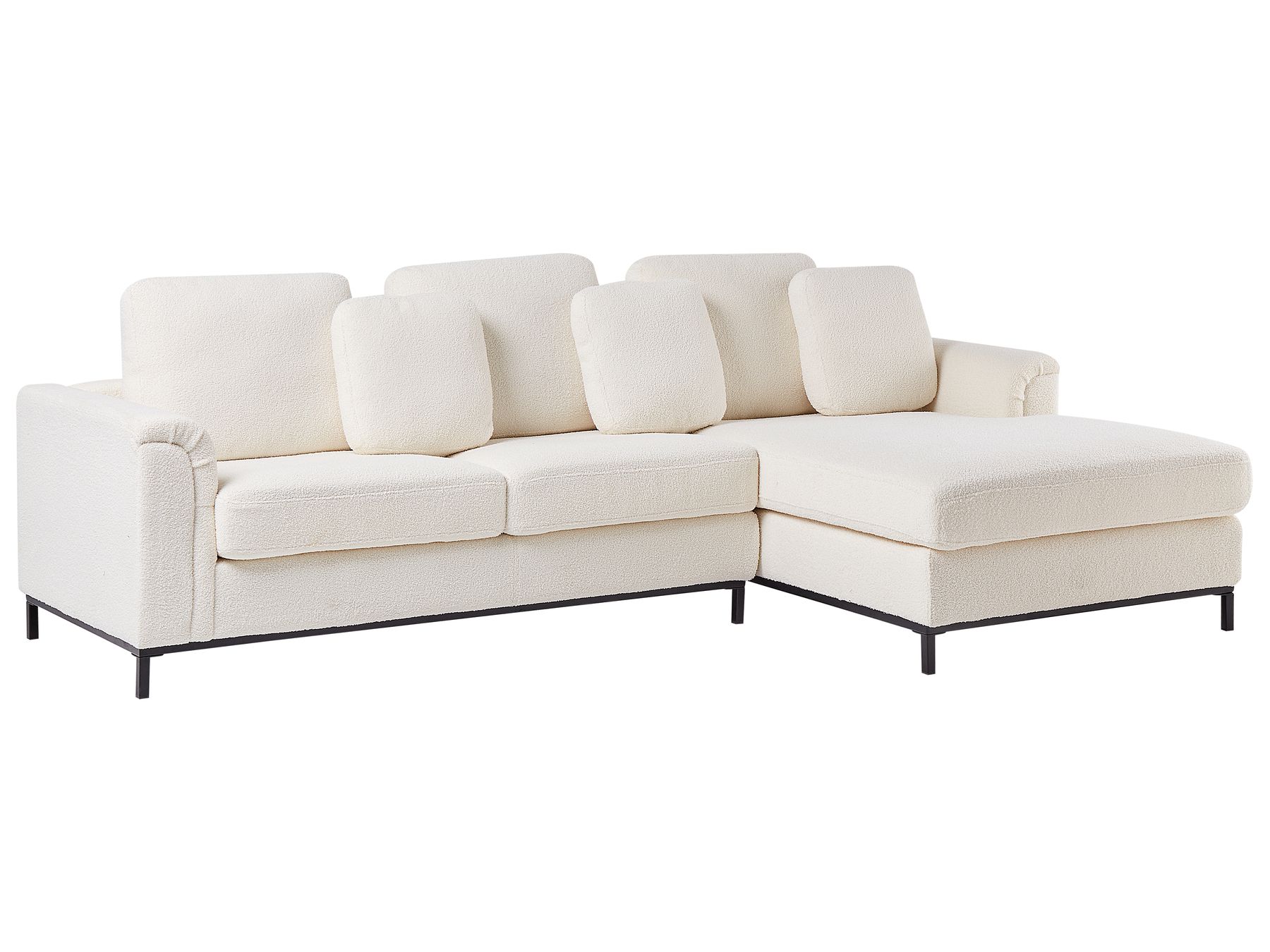 Left Hand Boucle Corner Sofa with Ottoman White OSLO