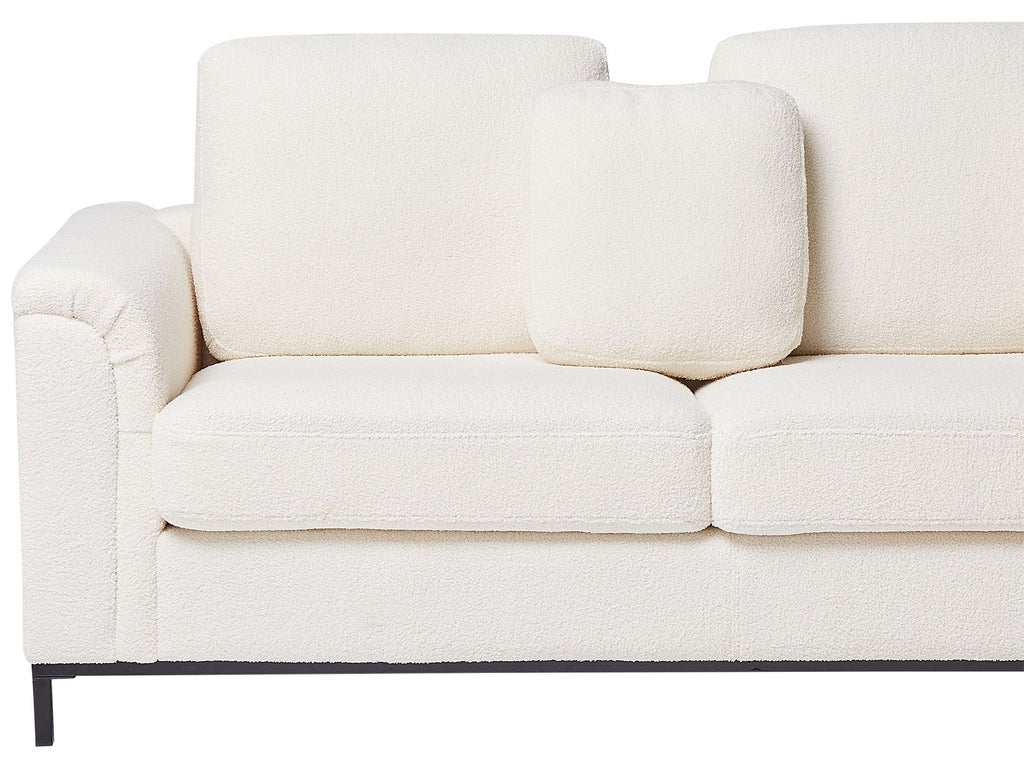 Left Hand Boucle Corner Sofa with Ottoman White OSLO