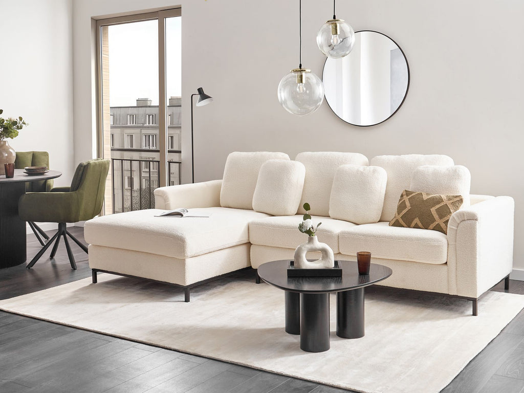 Corner Sofa OSLO Boucle White 4 Seater Right Hand