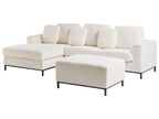Corner Sofa OSLO Boucle White with Ottoman 5 Seater Right Hand
