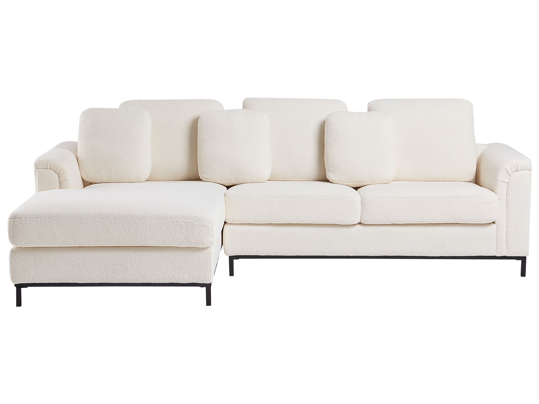 Corner Sofa OSLO Boucle White with Ottoman 5 Seater Right Hand