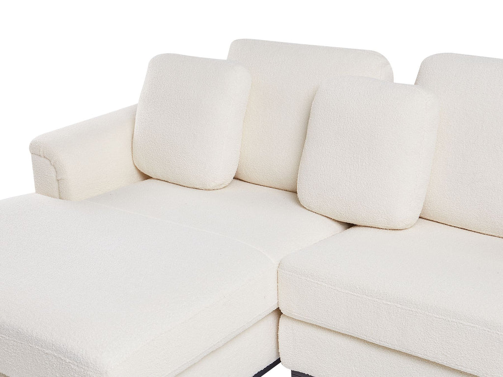 Corner Sofa OSLO Boucle White with Ottoman 5 Seater Right Hand