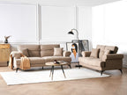 2 Seater Fabric Sofa Light Brown SKIVE