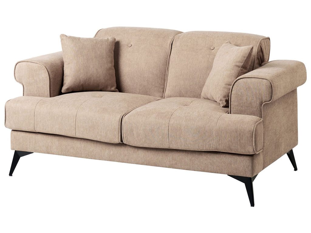 2 Seater Fabric Sofa Light Brown SKIVE