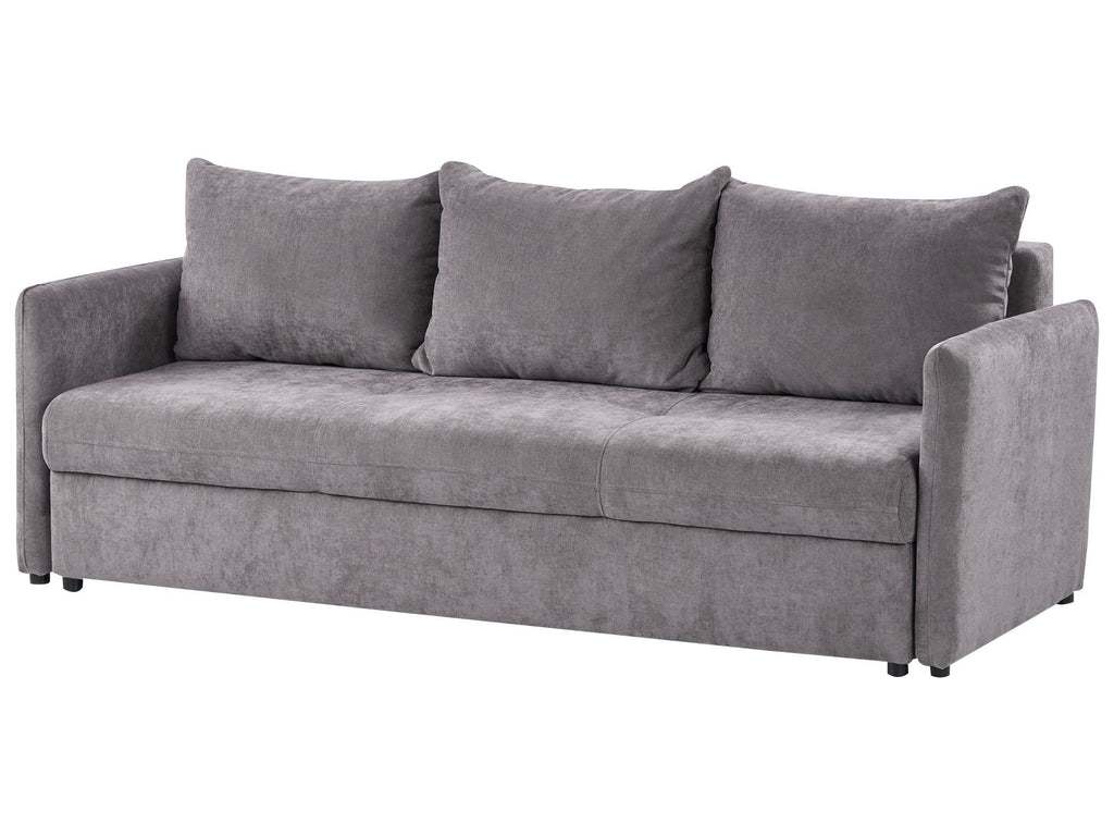 Sofa Bed HOLSEN Fabric Taupe with Storage 3 Seater