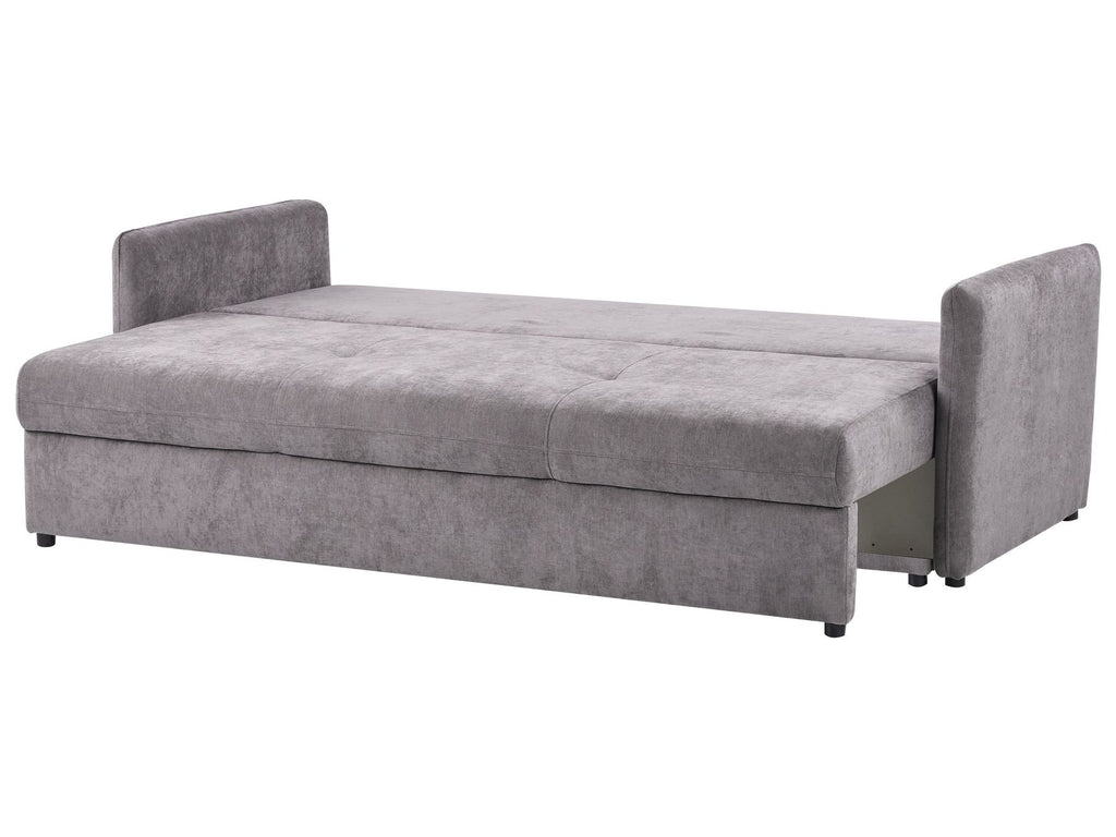 Sofa Bed HOLSEN Fabric Taupe with Storage 3 Seater