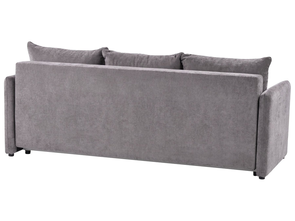 Sofa Bed HOLSEN Fabric Taupe with Storage 3 Seater