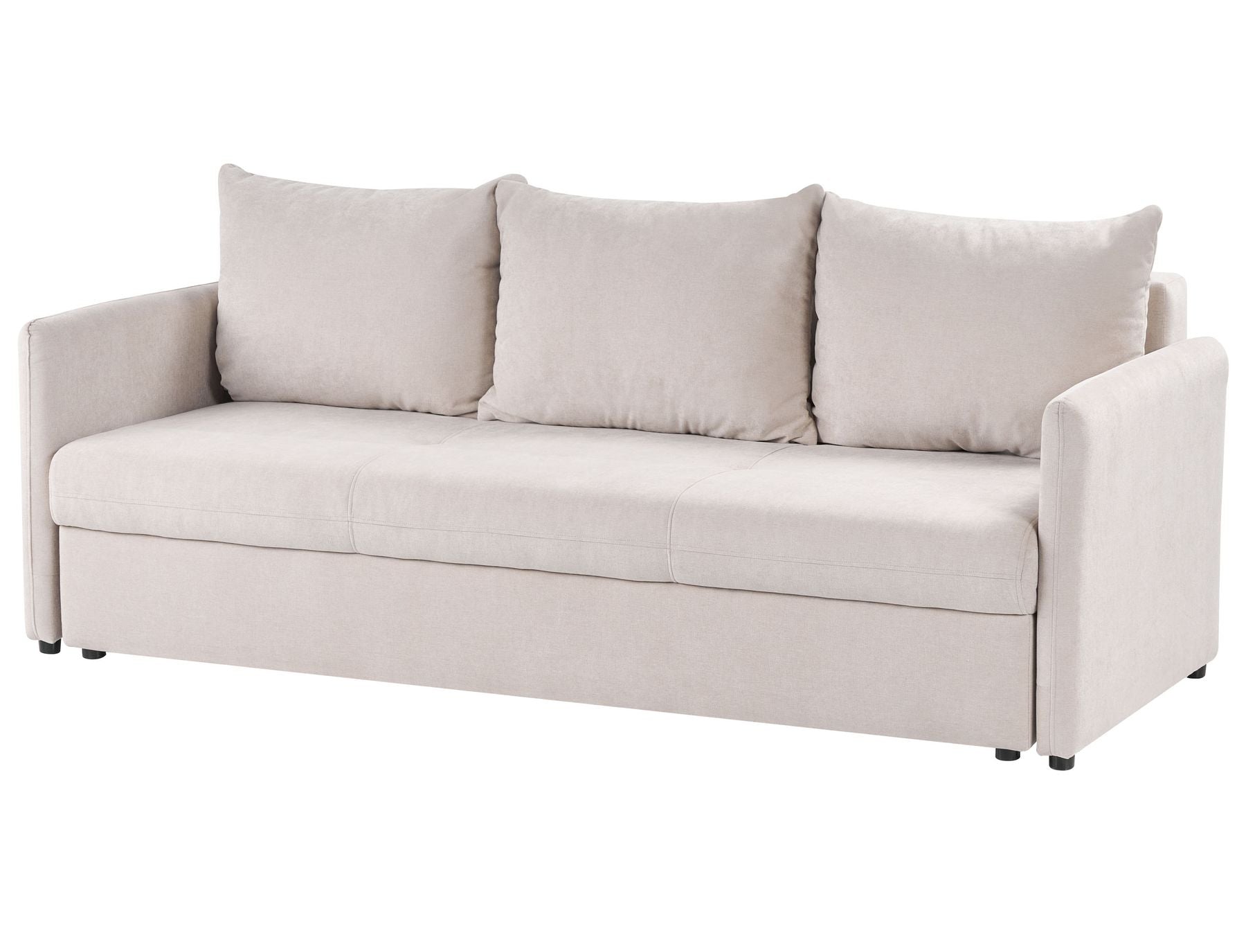 Sofa Bed HOLSEN Fabric Beige with Storage 3 Seater